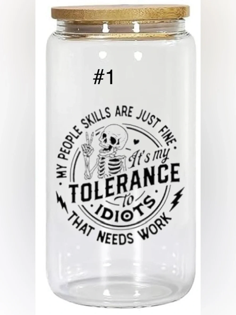 Buy now* 16 ounce glass tumbler sassy skeleton - Picture 2 of 15
